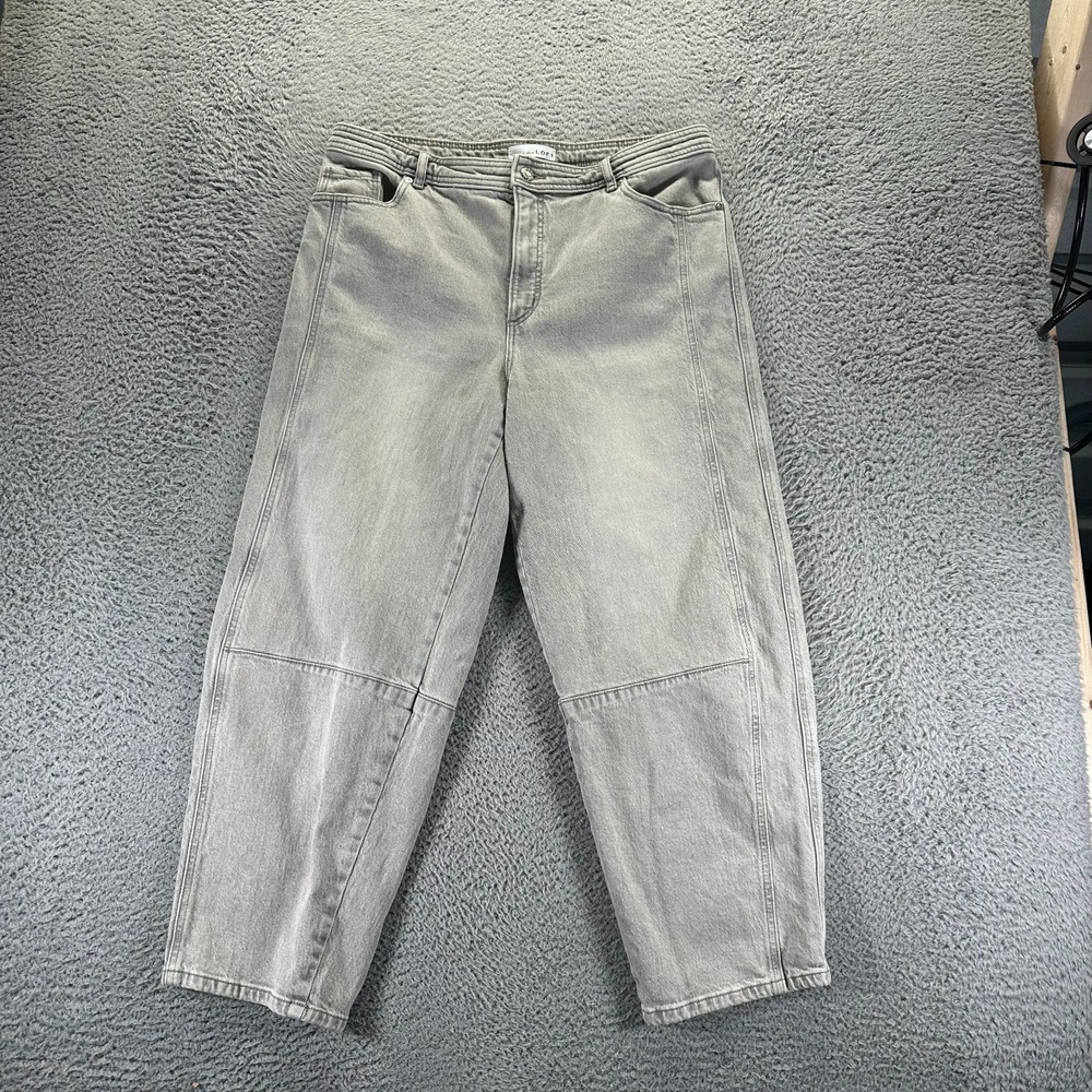 Loft Jeans Women's 12 Gray Cotton Denim Barrel Tapered Travel Workwear Stretch